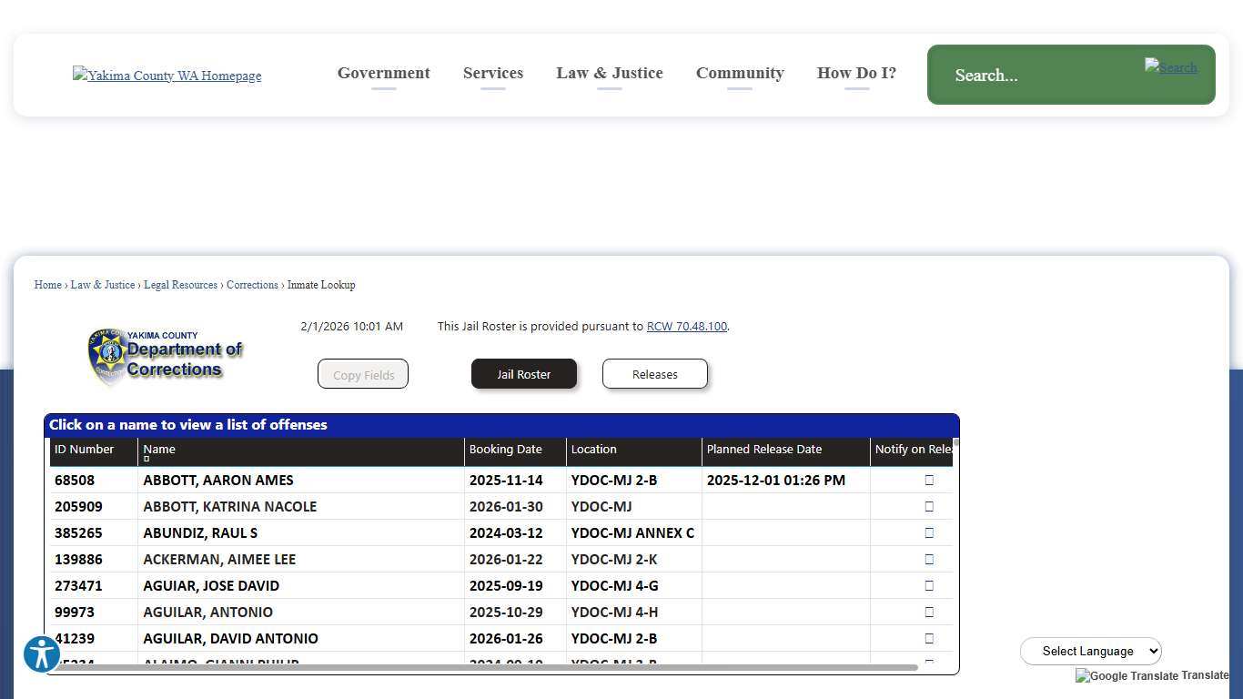 Inmate Lookup Yakima County, WA